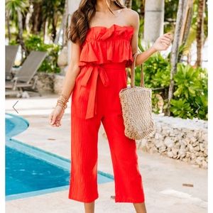 Red Ruffle Jumpsuit